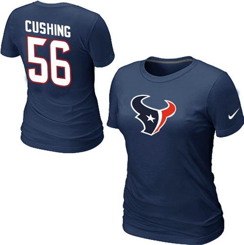 Nike Houston Texans #56 Brian Cushing Name & Number Women's NFL T-Shirt - Dark Blue